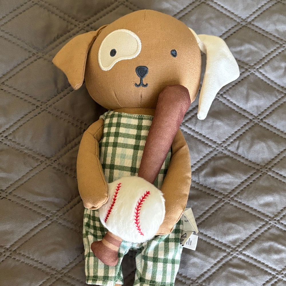 Hearth & Hand with Magnolia Cute Plush Baseball Bat Ball Dog Pal Toy Target Tan - Picture 6 of 12